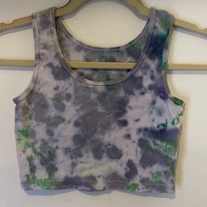 Grunge gray/green tie-dye Cropped Cami